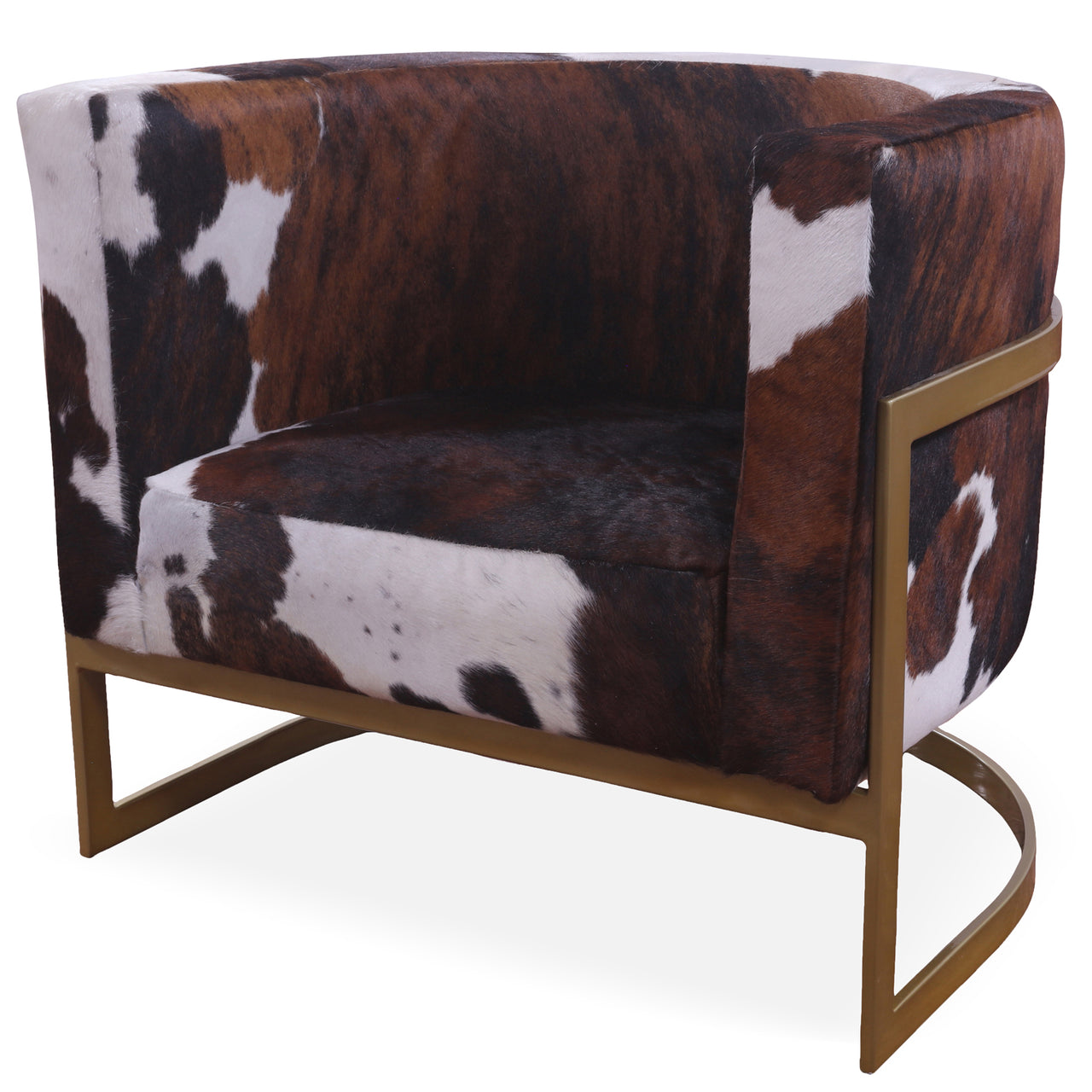 One Of A Kind Cowhide Accent Barrel Chair