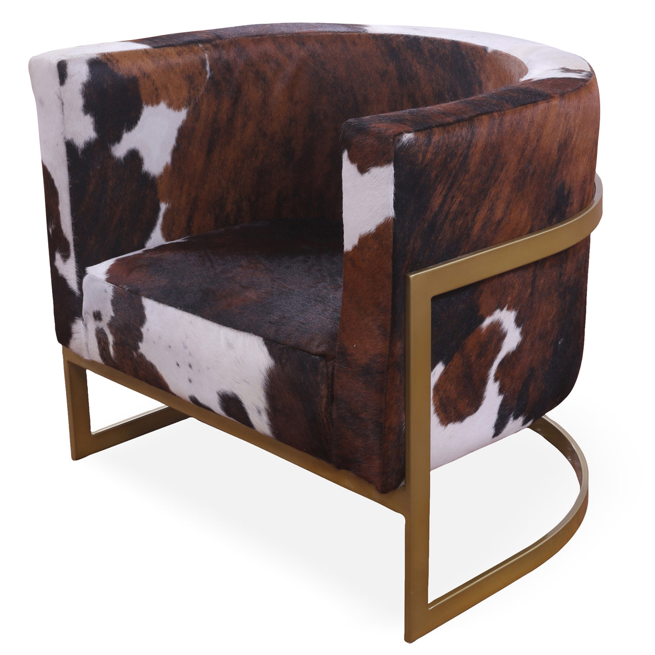 One Of A Kind Cowhide Accent Barrel Chair