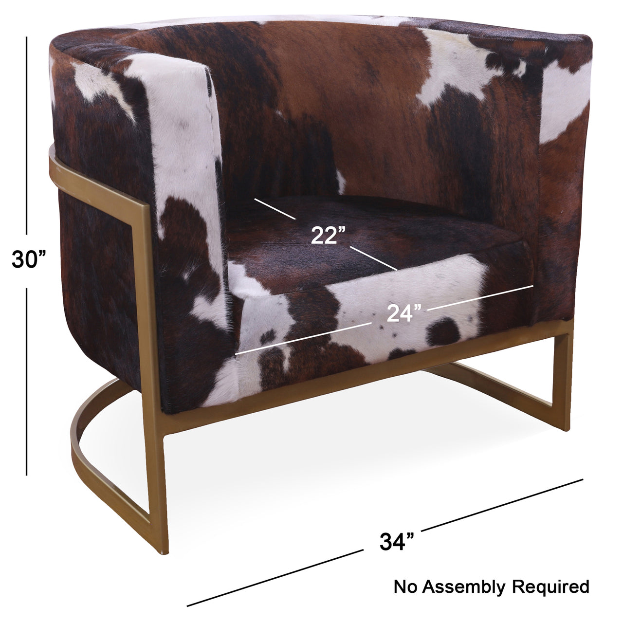 One Of A Kind Cowhide Accent Barrel Chair