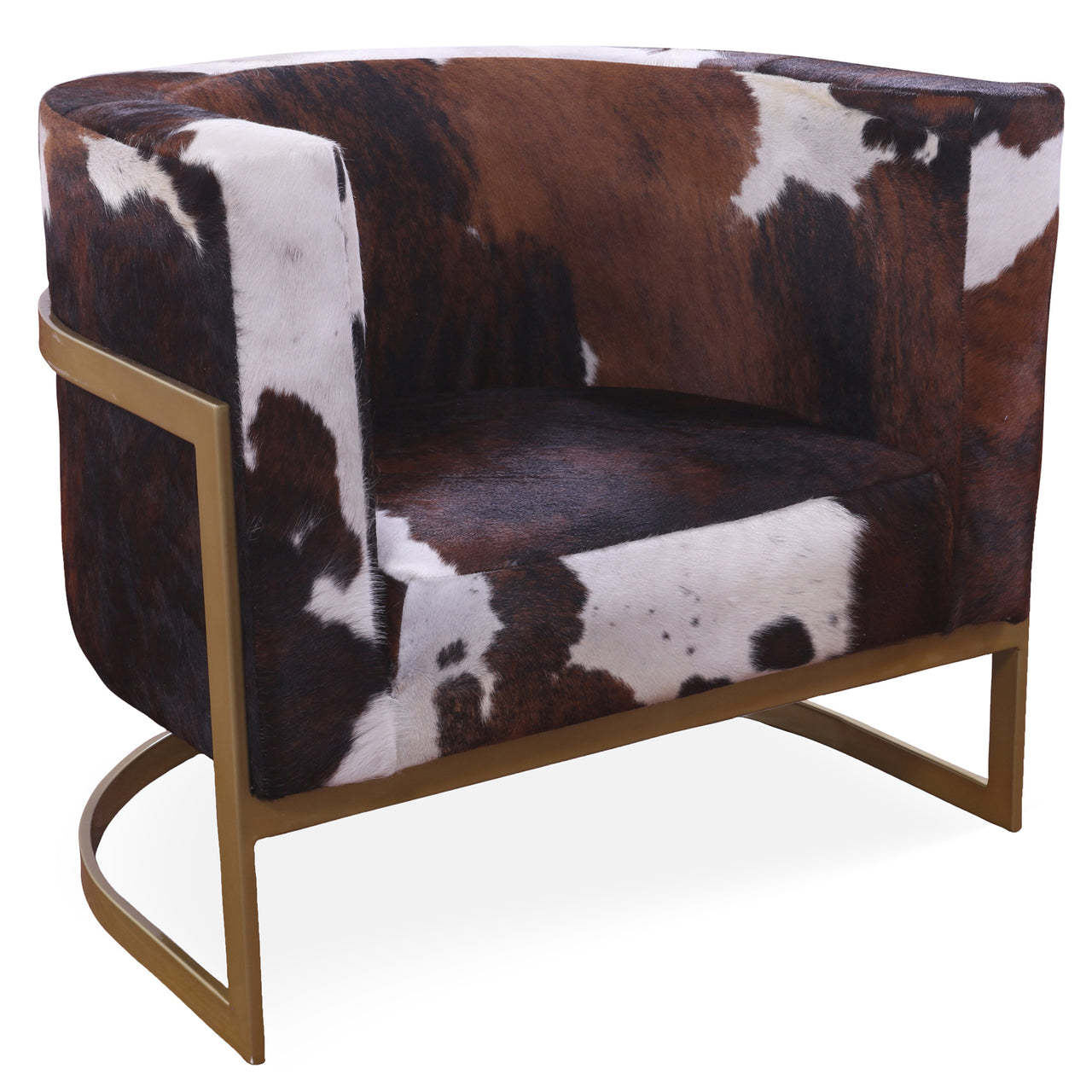 One Of A Kind Cowhide Accent Barrel Chair