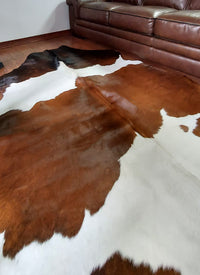 Thumbnail for Brown & White Natural Cowhide Rug