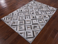 Thumbnail for Grey Patchwork Cowhide Rug - 4' 0