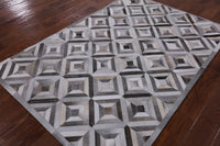 Thumbnail for Grey Patchwork Cowhide Rug - 4' 0