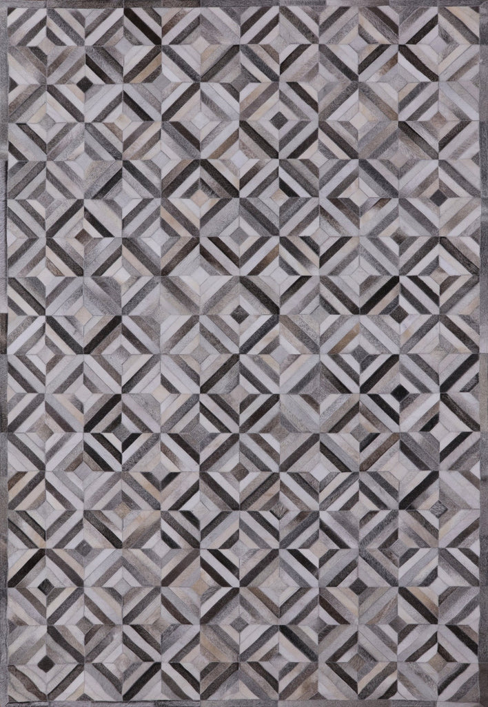 Grey Patchwork Natural Cowhide Rug - 6' 0" x 9' 0"