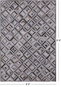 Thumbnail for Grey Patchwork Natural Cowhide Rug - 6' 0