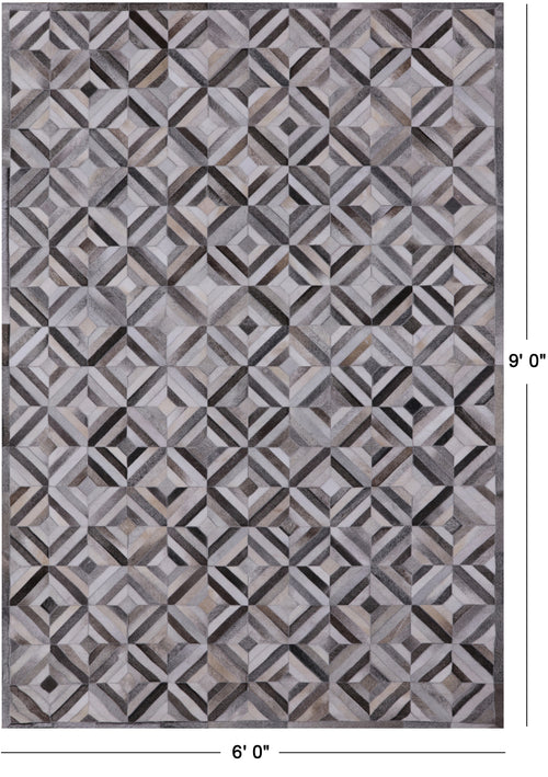 Grey Patchwork Natural Cowhide Rug - 6' 0