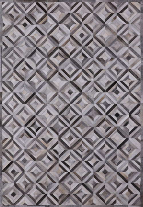 Grey Patchwork Natural Cowhide Rug - 6' 0
