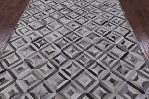 Grey Patchwork Natural Cowhide Rug - 6' 0