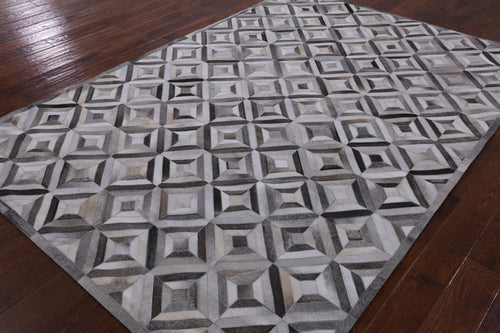 Grey Patchwork Natural Cowhide Rug - 6' 0