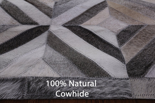 Grey Patchwork Natural Cowhide Rug - 6' 0