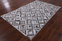 Thumbnail for Grey Patchwork Cowhide Rug - 5' 0