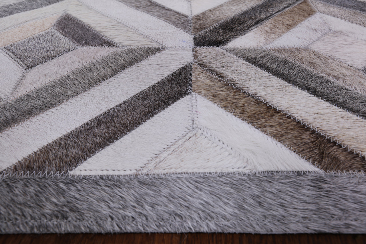 Grey Patchwork Cowhide Rug - 5' 0" x 8' 0"