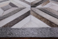 Thumbnail for Grey Patchwork Cowhide Rug - 5' 0