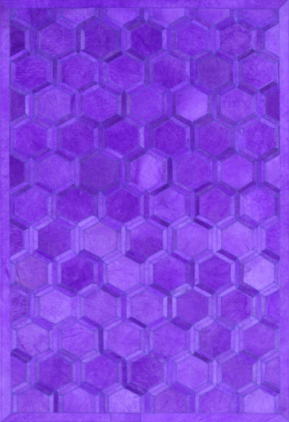 Purple Patchwork Cowhide Rug - 4' 0" x 6' 0"