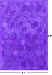 Thumbnail for Purple Patchwork Natural Cowhide Rug - 4' 0