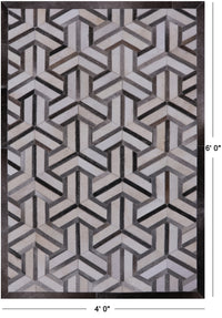 Thumbnail for Grey & White Patchwork Natural Cowhide Rug - 4' 0