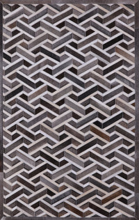 Thumbnail for Grey Patchwork Cowhide Rug - 5' 0