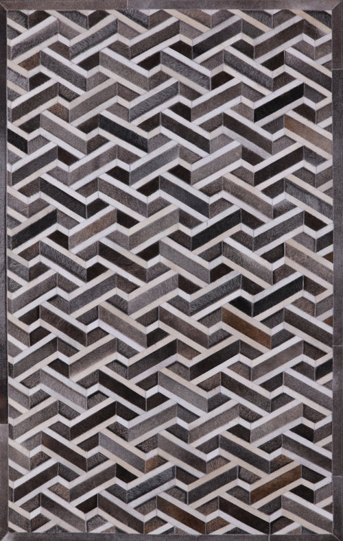 Grey Patchwork Natural Cowhide Rug - 5' 0
