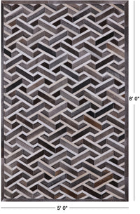 Thumbnail for Grey Patchwork Natural Cowhide Rug - 5' 0