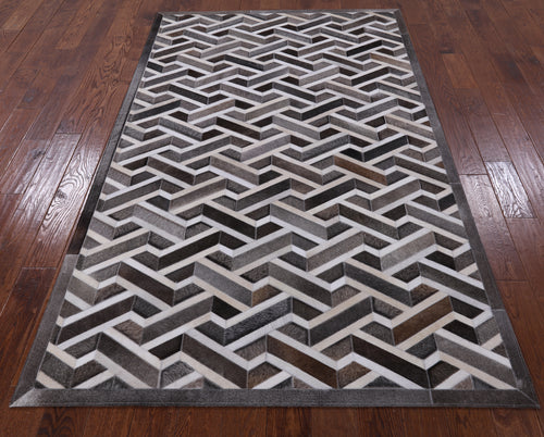 Grey Patchwork Natural Cowhide Rug - 5' 0