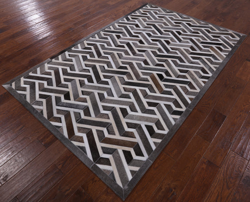 Grey Patchwork Natural Cowhide Rug - 5' 0