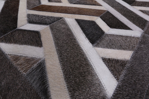 Grey Patchwork Natural Cowhide Rug - 5' 0