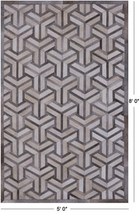 Thumbnail for Grey & White Patchwork Natural Cowhide Rug - 5' 0