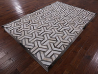 Thumbnail for Grey & White Patchwork Cowhide Rug - 6' 0