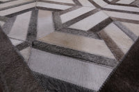 Thumbnail for Grey & White Patchwork Cowhide Rug - 6' 0