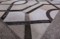 Thumbnail for Grey & White Patchwork Natural Cowhide Rug - 6' 0