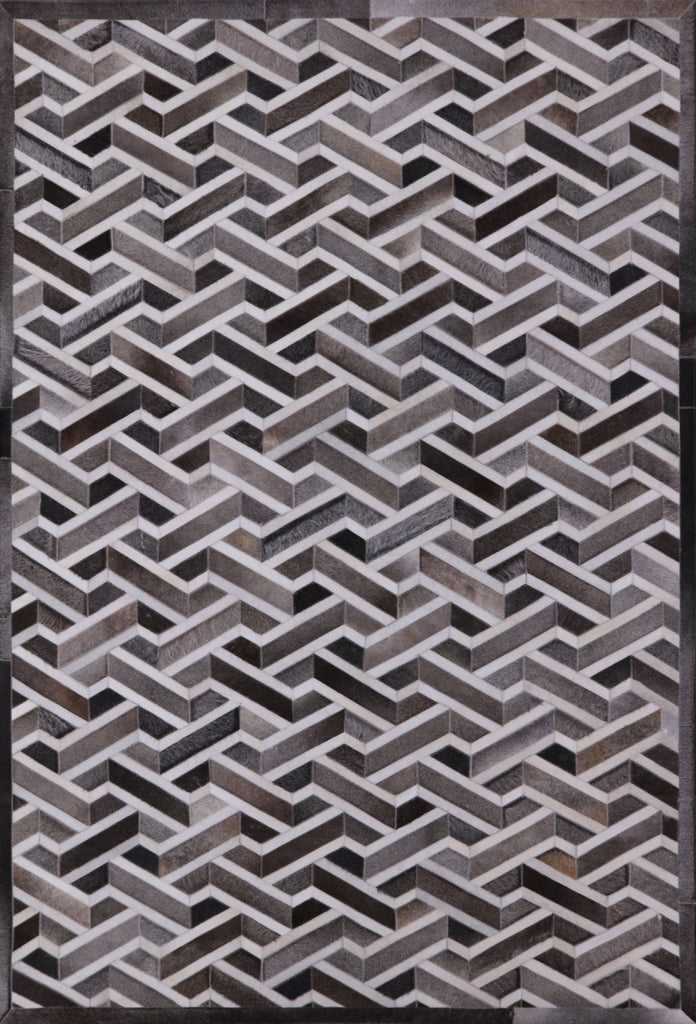 Grey Patchwork Natural Cowhide Rug - 6' 0" x 9' 0"