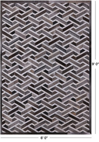 Thumbnail for Grey Patchwork Natural Cowhide Rug - 6' 0