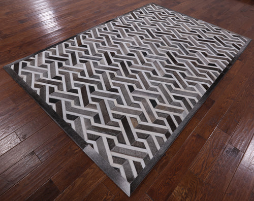 Grey Patchwork Natural Cowhide Rug - 6' 0