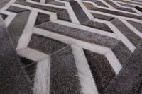 Thumbnail for Grey Patchwork Cowhide Rug - 6' 0