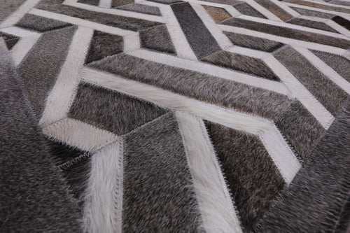 Grey Patchwork Natural Cowhide Rug - 6' 0