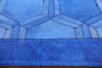 Thumbnail for Blue Patchwork Cowhide Runner Rug - 2' 6