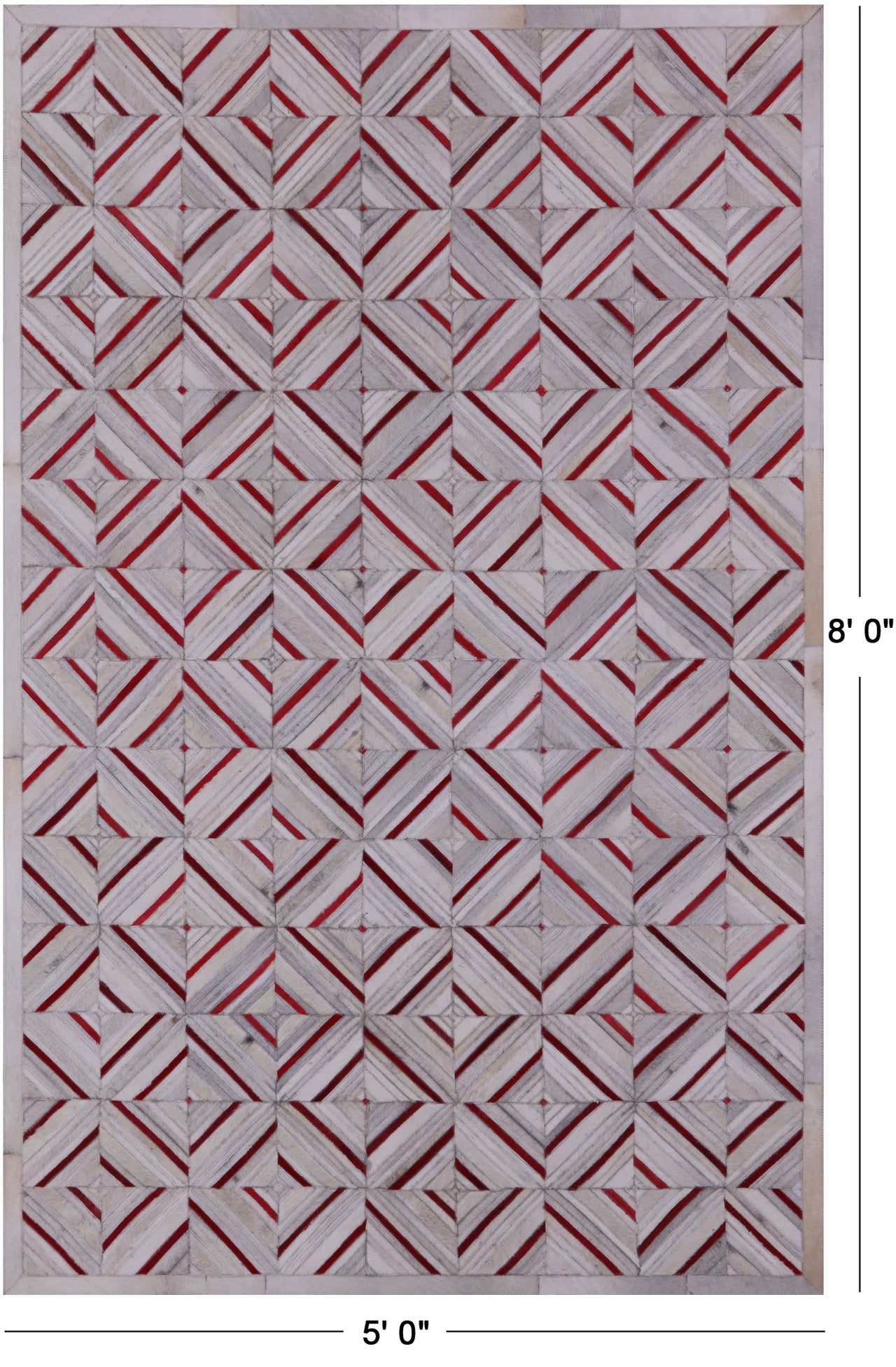Ivory Patchwork Natural Cowhide Rug - 5' 0" x 8' 0"