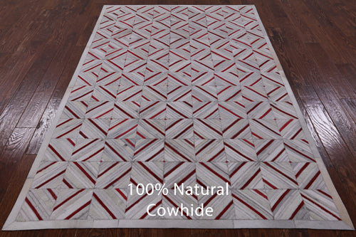Ivory Patchwork Natural Cowhide Rug - 5' 0
