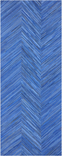Thumbnail for Clearance Blue Patchwork Natural Cowhide Runner Rug - 3' 10