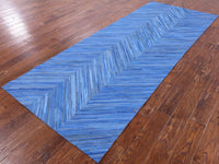 Thumbnail for Clearance Blue Patchwork Natural Cowhide Runner Rug - 3' 10