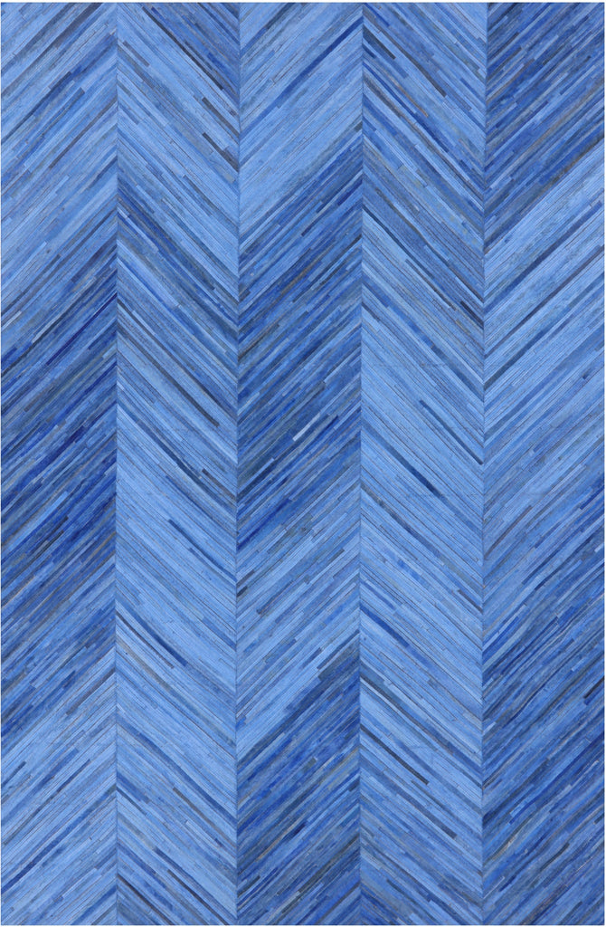 Clearance Blue Patchwork Natural Cowhide Rug - 5' 6" x 8' 6"