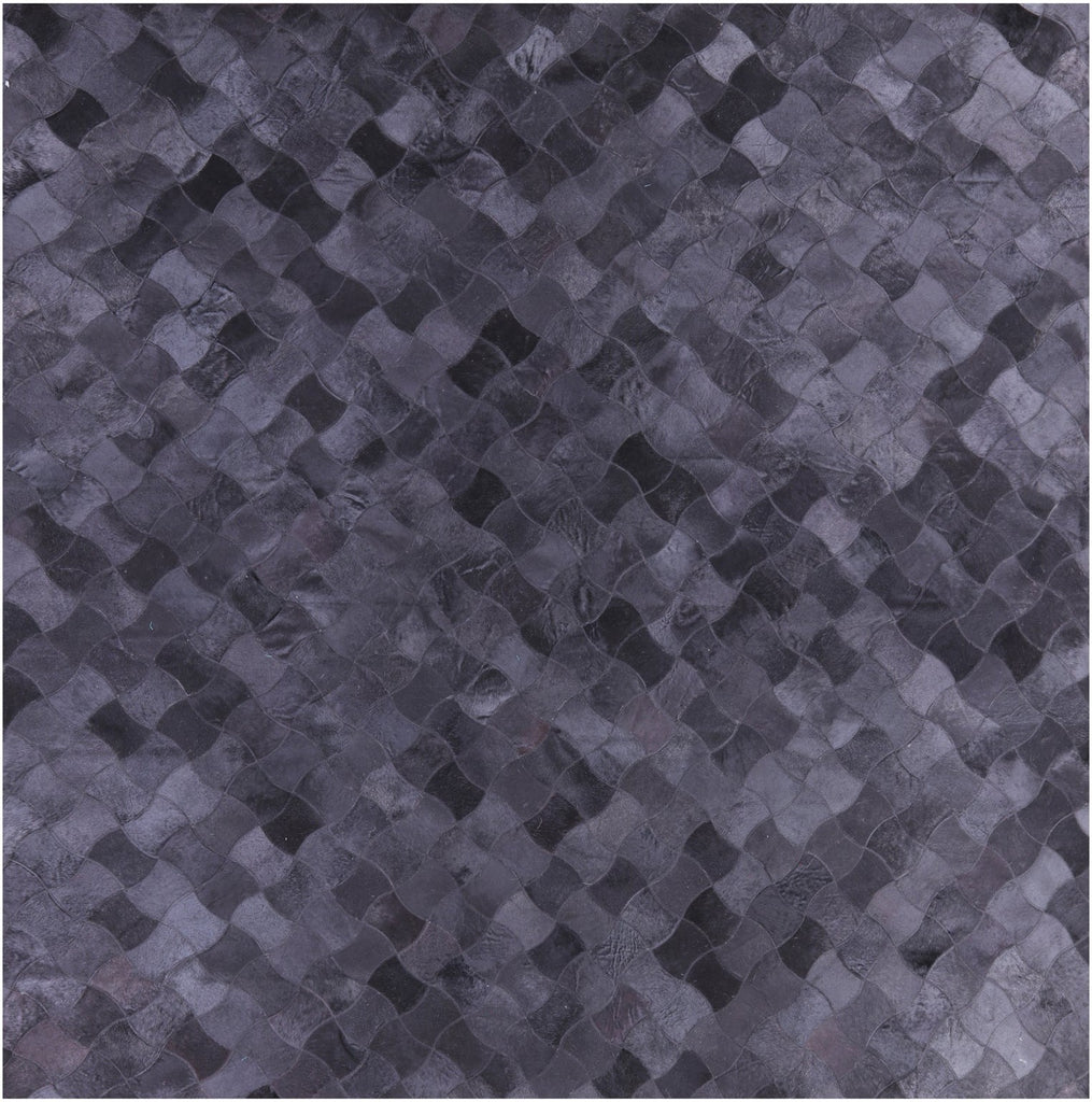 Black Square Patchwork Natural Cowhide Rug - 8' 0" x 8' 0"