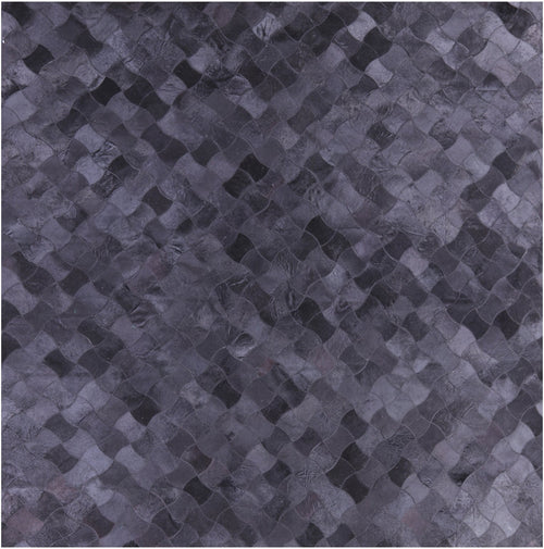 Black Square Patchwork Natural Cowhide Rug - 8' 0