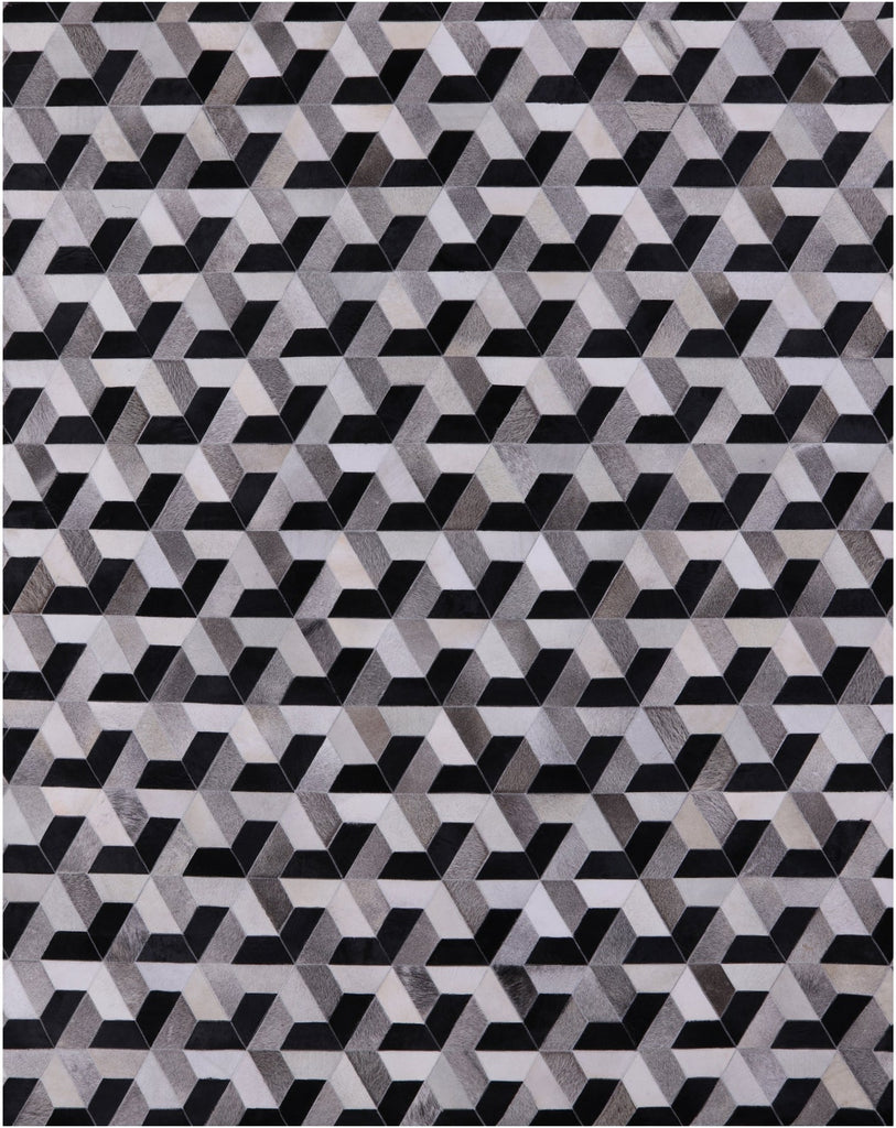 Black & White Patchwork Cowhide Rug - 8' 0" x 10' 0"