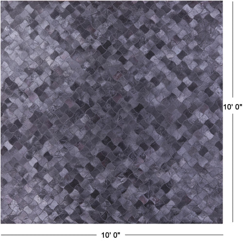 Black Square Patchwork Natural Cowhide Rug - 10' 0