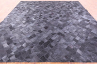 Thumbnail for Black Square Patchwork Cowhide Rug - 10' 0