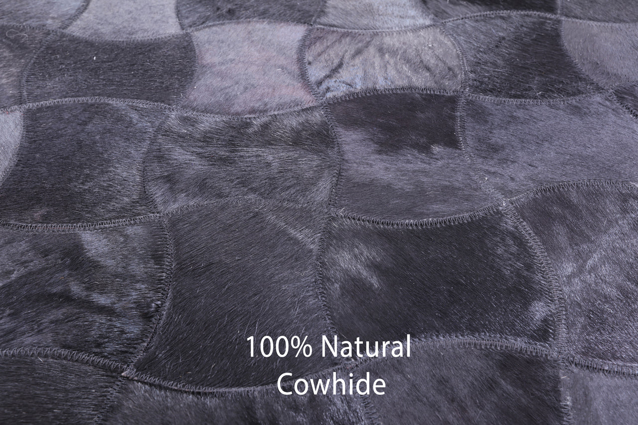 Black Square Patchwork Cowhide Rug - 10' 0" x 10' 0"