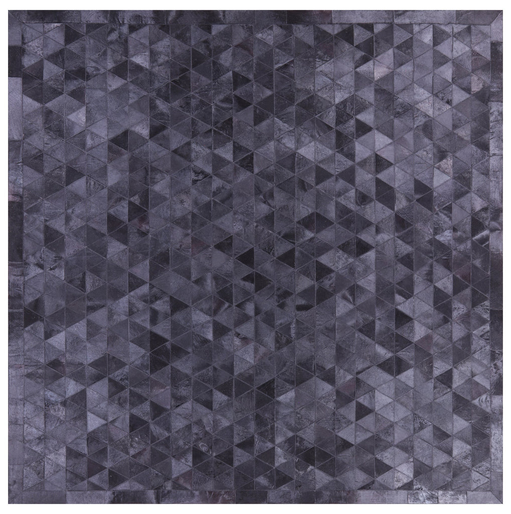 Black Square Patchwork Natural Cowhide Rug - 10' 0" x 10' 0"