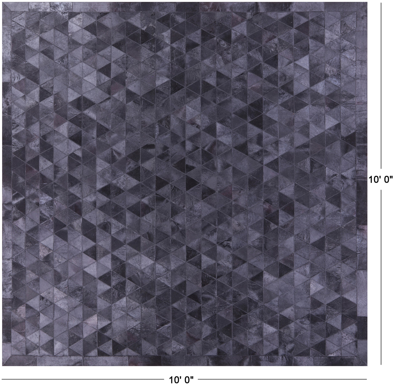 Black Square Patchwork Natural Cowhide Rug - 10' 0" x 10' 0"
