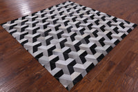 Thumbnail for Black & White Square Patchwork Cowhide Rug - 7' 0